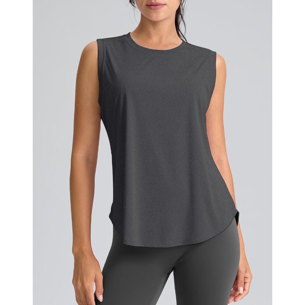 〽️Women's Dark Gray Pull Over Sleeveless Breathable Running Tennis Yoga Tank Top